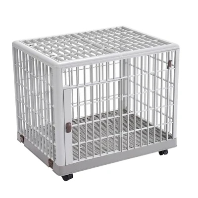 Imagen de Lanco Jaula para Mascotas Perro y Gato Premium. De plastico: Resistente Lavable sin corrosión. con Puerta, Tapa Superior 4 Ruedas Mover facilmente. Medidas: 65 x 50 56 cm. Color Blanco