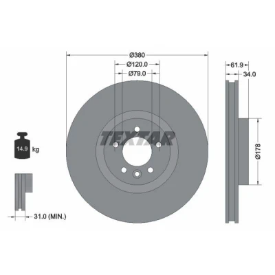 Imagen de TEXTAR 92235605 Disco de freno LAND ROVER: Range Rover Sport, 4