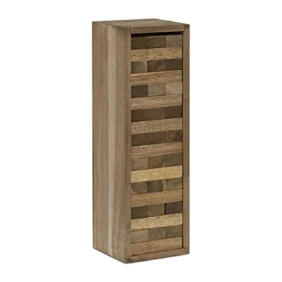 Imagen de Relaxdays Torre Bloques 54 Piezas, Caja de Madera, Niños y Adultos, Juego Fiesta, 29 x 9,5 8,5 cm, Natural, 9.5 8.5 cm