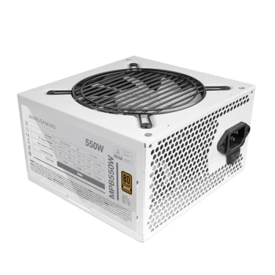 Imagen de MARSGAMING MPB550, Fuente Alimentación PC 550W ATX, 6 Años Garantía, 80Plus Bronze 230V EU, 90% Eficiencia, Ventilador FDB 120mm con Tecnología AI RPM y Sistema Antivibración, Blanco