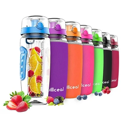Imagen de willceal Botella de Agua con Tapa para infusiones Frutas, Resistente, diseño a Prueba Fugas, tamaño Grande, Ideal Llevar Cuando Haces Deportes, IR Acampar (Azul)