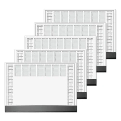 Imagen de SIGEL HO365 Lote de 5 Vades, bloc notas, diseño planning semanal con horarios y calendario bianual, A2 (59,5 x 41 cm), blanco negro, 40 hojas