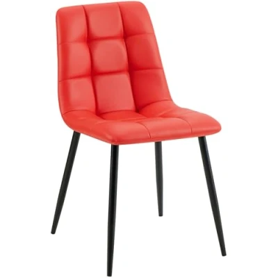 Imagen de CLP Silla de Comedor Antibes tapizada en Polipiel I Butaca salón con Base metálica 4 Patas Asiento Cocina, Color:Rojo