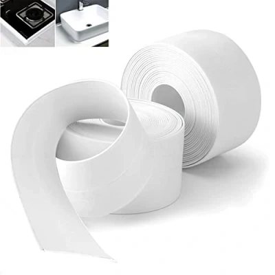 Imagen de 2 Pcs Cinta Selladora Autoadhesivas,Cinta Baño Selladora,Silicona Blanca Cinta,Impermeable y Resistente al Moho,Cinta de Zócalo,Adecuado para Ducha,Esquina,Espacio Fregadero (38 mm x 3.2 M)