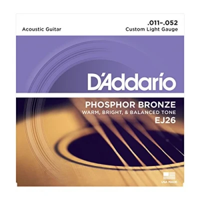 Imagen de D&#039;Addario Cuerdas Guitarra Acustica de EJ26 Luz Personalizada, 11 52 1 Paquete