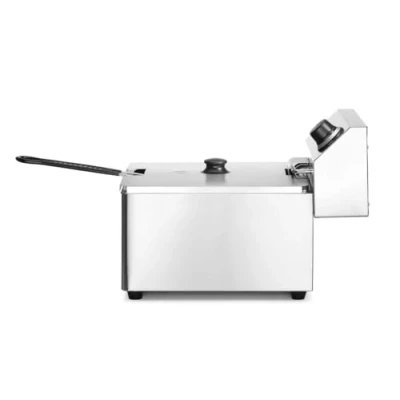 Imagen de HENDI Freidora eléctrica, T ajustable hasta 190C, termostato de seguridad, zona fría, con tapa y cesta freír, tanque aceite extraíble, 8L, 230V, 3500W, 265x430x(H)345mm, acero inoxidable