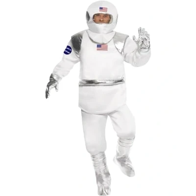 Imagen de Smiffy&#039;s 21103M Disfraz De Astronauta Con Top, Pantalones Casco, Guantes Y Cubrezapatos, Blanco, M Tamaño 38&quot; 40&quot;