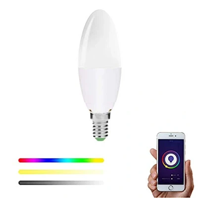 Imagen de SMARTFY Bombilla Inteligente WiFi E14 Casquillo Fino LED RGBW compatible con Alexa, Google Home, Smart Life, Tuya, Multicolor Regulable 6W (1)