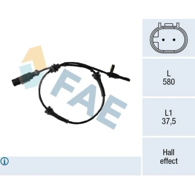 Imagen de FAE 78307 Sensor de ABS con cable Hall 2 580 FIAT: Doblo II Furgón / Familiar