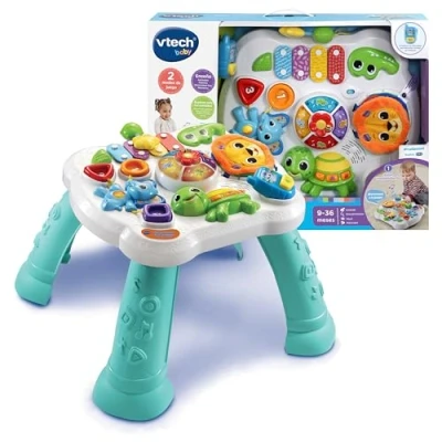 Imagen de VTech 08229 Mesita Infantil de Actividades sensoriales, Panel Interactivo extraíble, 6 Zonas Juego y Aprendizaje, Juguete para bebés +9 Meses, Versión ESP, Multicolor, Medium (80 540822)