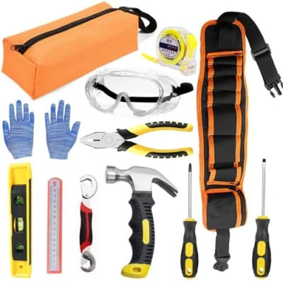 Imagen de QeeHeng Juguetes Niños Juego de Herramientas, Reales Kit DIY construcción Herramientas con Bolsa Cinturon, Martillos, Regalos para y Niñas