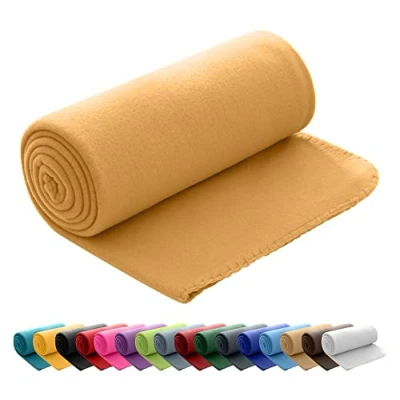 Imagen de wometo Manta Polar OekoTex 130x160 cm Aprox. 400g Anti Pilling de Lana vellón Felpa Amarillo Mostaza
