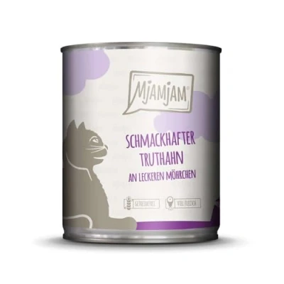 Imagen de MjAMjAM comida húmeda premium para gatos Sabroso pavo con deliciosas zanahorias, pack de 6 (6 x 800 g), sin cereales extra carne