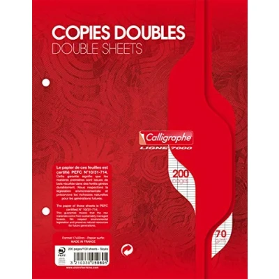 Imagen de Calligraphe 5080C Un paquete de copias dobles perforadas grandes 200 páginas 17 x 22 cm (pequeño), 70 g