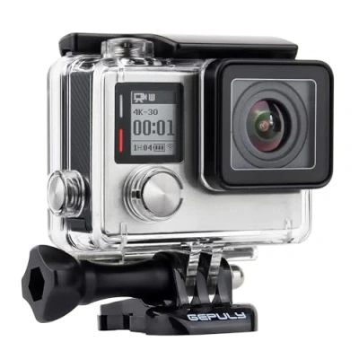 Imagen de GEPULY Carcasa Impermeable para GoPro Hero 4, 3+, 3, fotografía subacuática, Resistente al Agua hasta 40 m, con Soporte de liberación rápida, Tornillo Pulgar