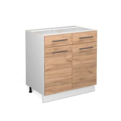 Imagen de Vicco Mueble bajo de Cocina Fame Line, Roble Dorado/Blanco, 80 cm sin encimera