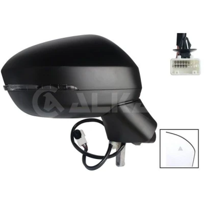 Imagen de Espejo retrovisor Alkar 9044663 derecha imprimado eléctrico calefactable, abatible eléctricamente, convexo para vehíc. con volante a la izquierda