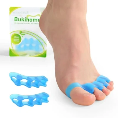 Imagen de Bukihome Separadores de dedos, 4 pares espaciadores gel suave para corregir juanetes, estirador dedos alivio terapéutico la fascitis plantar, en garra