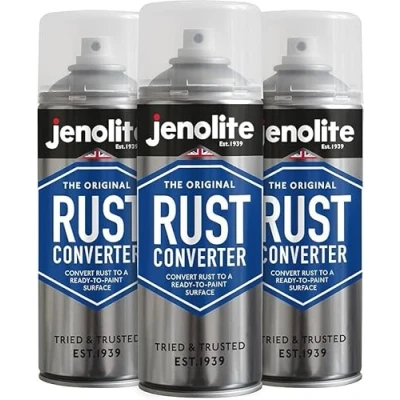 Imagen de JENOLITE Spray Convertidor de ÓXIDO 3 x 400ml Tratamiento óxido Ideal para Autos y Metal Oxidado, Aerosol e Imprimación Fórmula a Base epoxi