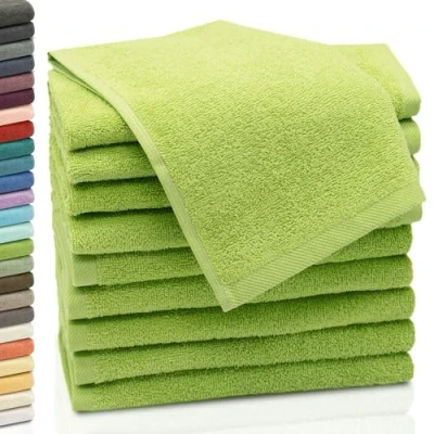 Imagen de ZOLLNER 10 Toallas de tocador, 30x50 cm, algodón, 420 g, Verde Manzana