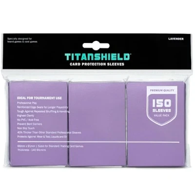 Imagen de TitanShield 150 fundas para cartas coleccionables de tamaño estándar, color lavanda, Magic The Gathering MTG, colección béisbol, Dropmix