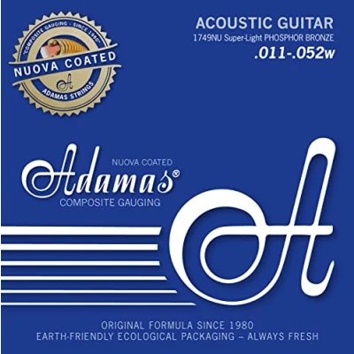 Imagen de Adamas Cuerdas para Guitarra Acústica Nuova Phosphor Bronze Coated, final con bona Super Light .011 .052 1749NU