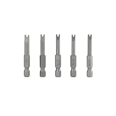 Imagen de QWORK® 5 Piezas Puntas en Forma de U, 50 mm Longitud 1/4&quot; Vástago Hexagonal Acero Aleación S2, Juego Destornillador
