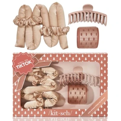 Imagen de Kitsch juego de regalo satén sin calor, 5 piezas rodillo térmico cerámica para el cabello y clip garra, cabello, accesorios peinado,