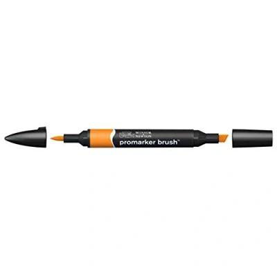Imagen de Winsor &amp; Newton Promarker Brush Rotulador Doble Punta, Punta Pincel, Tinta Base Alcohol, Color Pumpkin (o467)