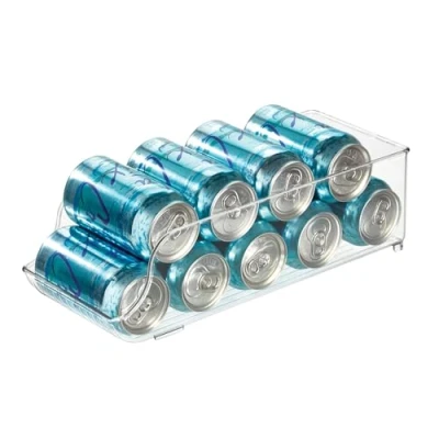 Imagen de iDesign Fridge/Freeze Binz organizador de latas, caja plástico para 9 latas bebida, nevera, transparente