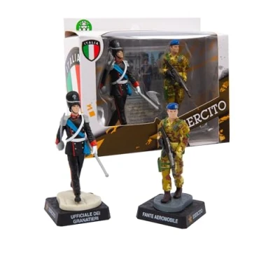 Imagen de Giochi Preziosi ejército Italiano, Personaje Oficial de los Granaderos y el Soldado móvil, Altura 8 cm, Juguetes Militares del Uniforme detallado