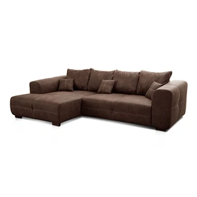 Imagen de CAVADORE Big sofá Mave Ricco/Big en diseño Moderno imitación de Piel/Incluye Cojines y/287 x 69 108 cm (BxHxT)/Microfibra Antracita
