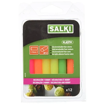 Imagen de SALKI Barras de Cola Termofusible para Decoración y Hobby Silicona Caliente 12 Unidades 12x95mm Colores Fluor