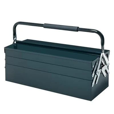 Imagen de DURHAND Caja de Herramientas Acero Plegable Portátil con 5 Compartimentos y Mango Transporte para Taller Bricolaje Hogar 57x21x41 cm Verde