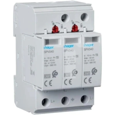 Imagen de Descargador de sobretensiones C tipo 2 PV 3P en 15 kA Imax 40 kV 3,7 1000 V DC SPV340