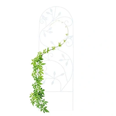 Imagen de Relaxdays Enrejado metálico para jardín, Soporte trepadoras, 120 x 40 cm, Decorado con pájaros, Blanco