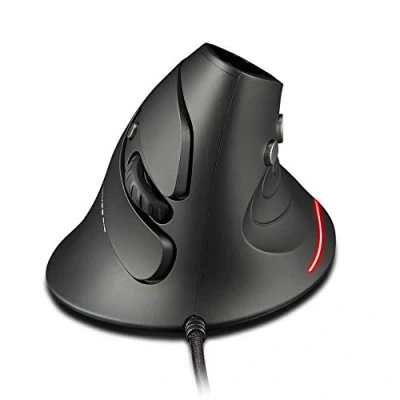 Imagen de zelotes ratón ergonómico, 3200 DPI, 6 botones de con cable USB, vertical, óptico, para PC cable,Wired Mouse PC, Mac,negro