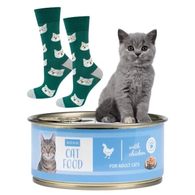 Imagen de soxo Comida Gato Calcetines Mujer Divertidos Regalos Para Hombre Originales Regalo 40 45 De Pelo Corto