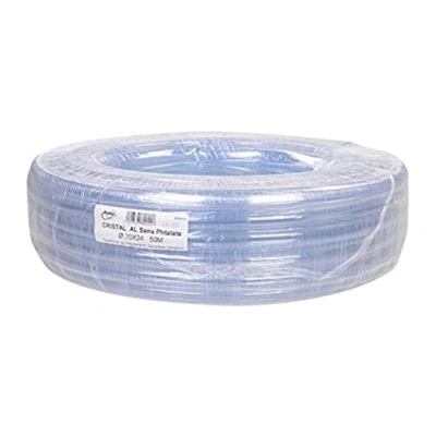 Imagen de Aquaforte Manguera de PVC transparente, diámetro 20 x 24 mm (pared interior pared exterior), apta para agua y aire, rollo 50 m, tipo cristal, transparente