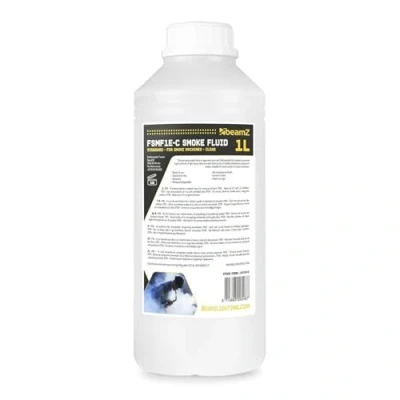 Imagen de BeamZ FSMF1 C Líquido de niebla botella 1 litro con densidad estándar, ECO para uso universal a base agua, sin olores, biodegradable, no irrita Transparente
