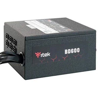 Imagen de Itek Fuente de alimentación para PC BD600 600 W, Ventilador HDB Hydraulic Dynamic Bearing 12 mm, protección PFC Activa, convertidor conmutado CC a