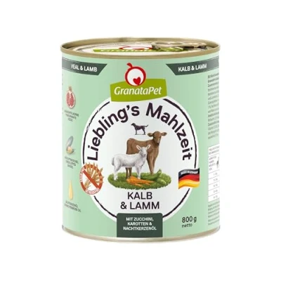 Imagen de GranataPet Lieblings&#039;s Mahlzeit Kalb &amp; Cordero, Comida húmeda para Perros, Perros sin Cereales y azúcares, pienso Completo, 6 x 800 g