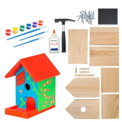 Imagen de ITA DIY Casita para pájaros Montar y Pintar Skylark 12x21,5x23,5 cm Kit de construcción Pintura niños Manualidades niñas