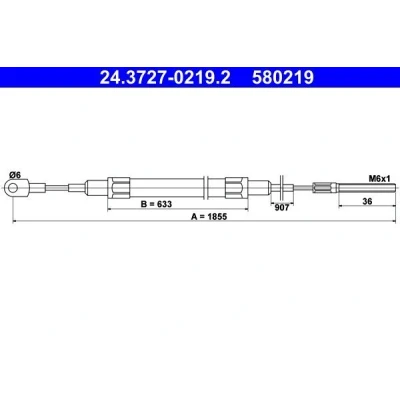 Imagen de ATE 24.3727 0219.2 Cable de Freno Mano 1855