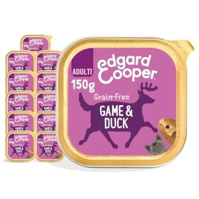 Imagen de Edgard &amp; Cooper Comida Húmeda para Perros Adultos Paté Natural Sin Cereales Tarrinas 150g x 11 Venado Pato Fresco, Alimentación Sana Sabrosa y Equilibrada, Carne Fresca