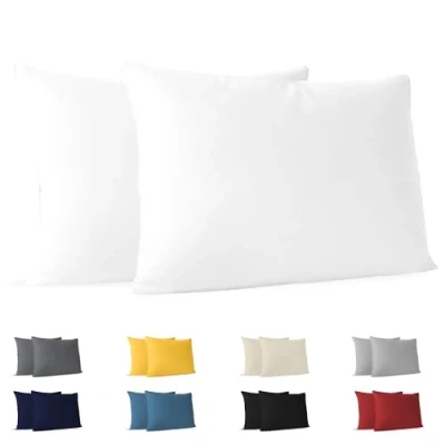Imagen de Dreamzie Funda Almohada 30x50 (Juego de 2) Blanco para Las Almohadas 30 x 50 cm 100% Algodon Jersey Cojin Cama Protector