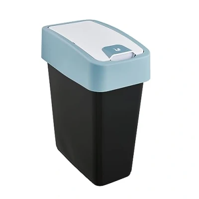 Imagen de keeeper Cubo de basura Premium con tapa abatible, Tacto suave, 10 L, Magne, Azul Nordic