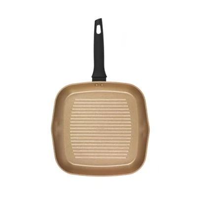 Imagen de Russell Hobbs RH01674BEU7 Sartén Asador Antiadherente, 28 cm, De La Colección Opulence, Fabricada 7 Veces Más Resistente, Libre PFOA, Apta Para Inducción Y Lavavajillas, Negro/Dorado