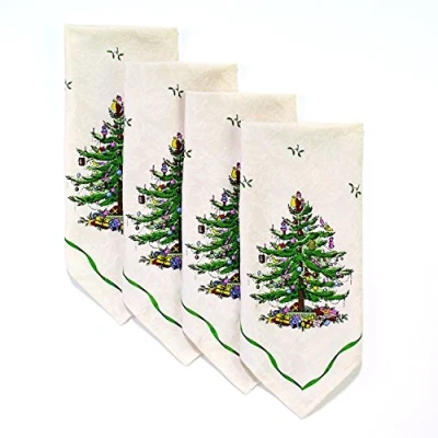 Imagen de Avanti Linens Cocina de árbol Navidad Spode Colección, Algodón, Multicolor, 4pc Napkin Set