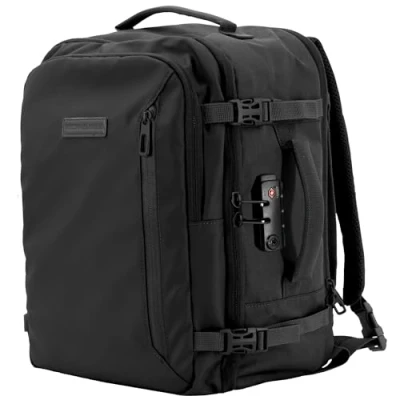 Imagen de BidMamba Mochila Viaje Cabina Avion 45x36x20, Easyjet y Ryanair Viaje, Travel Backpack, Equipaje de Mano con Code Lock